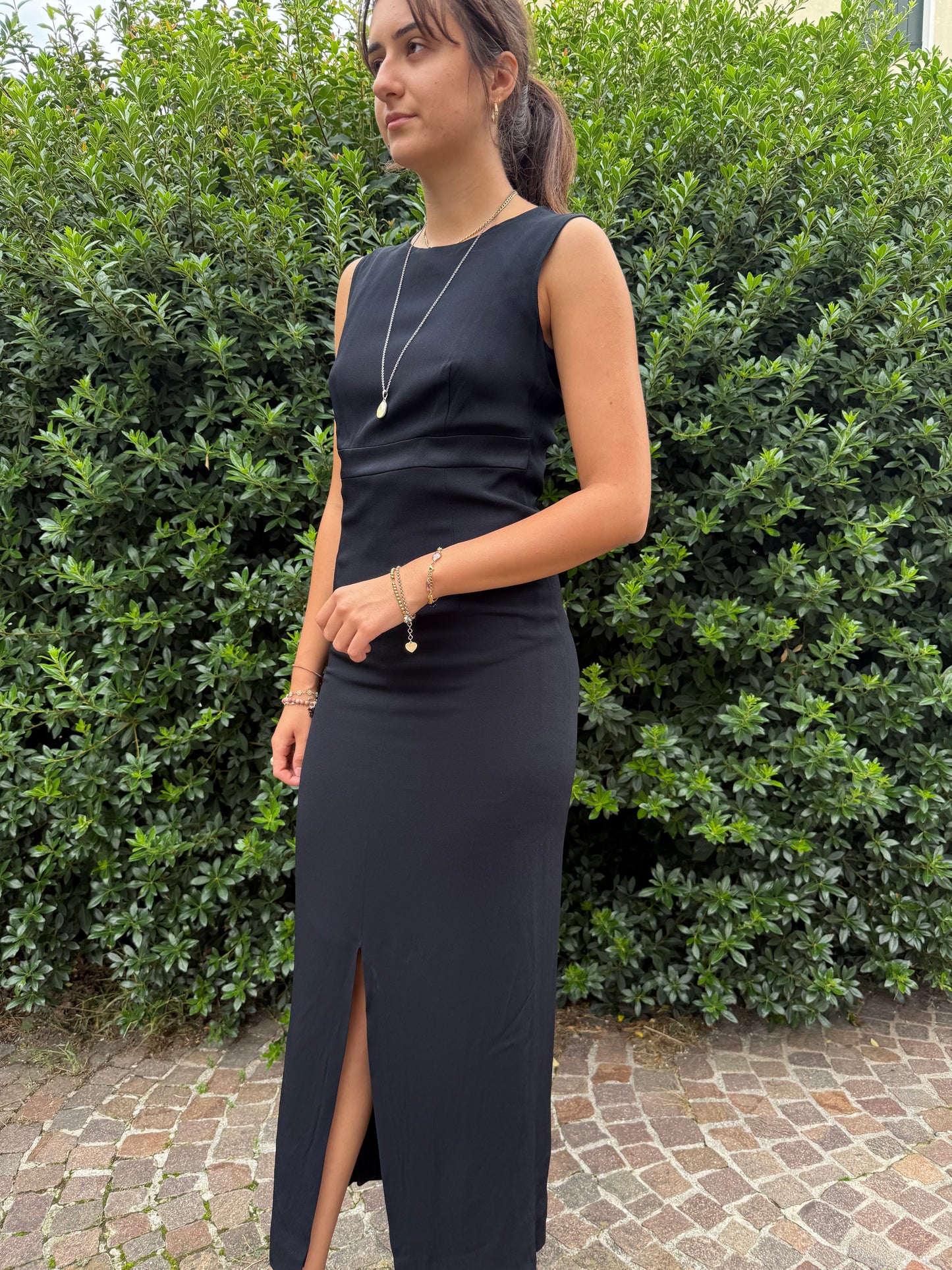 Abito lungo nero in crepe - TG. 38
