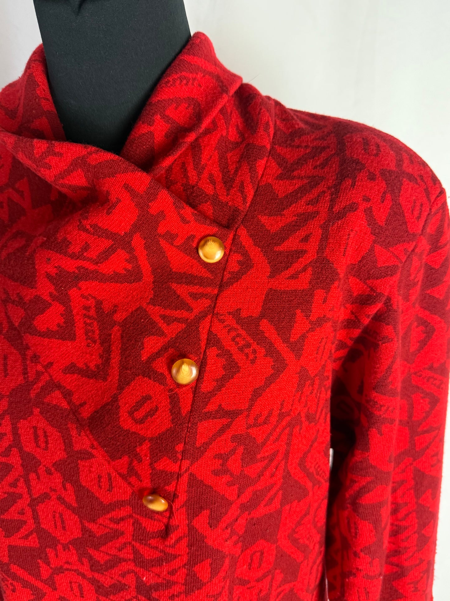 Abito anni ‘80 in maglia di lana con motivo geometrico - TG. 46/48