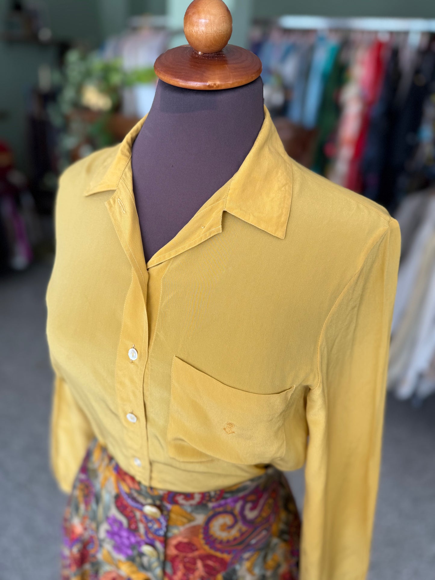 Camicia senape in pura seta - TG. 38