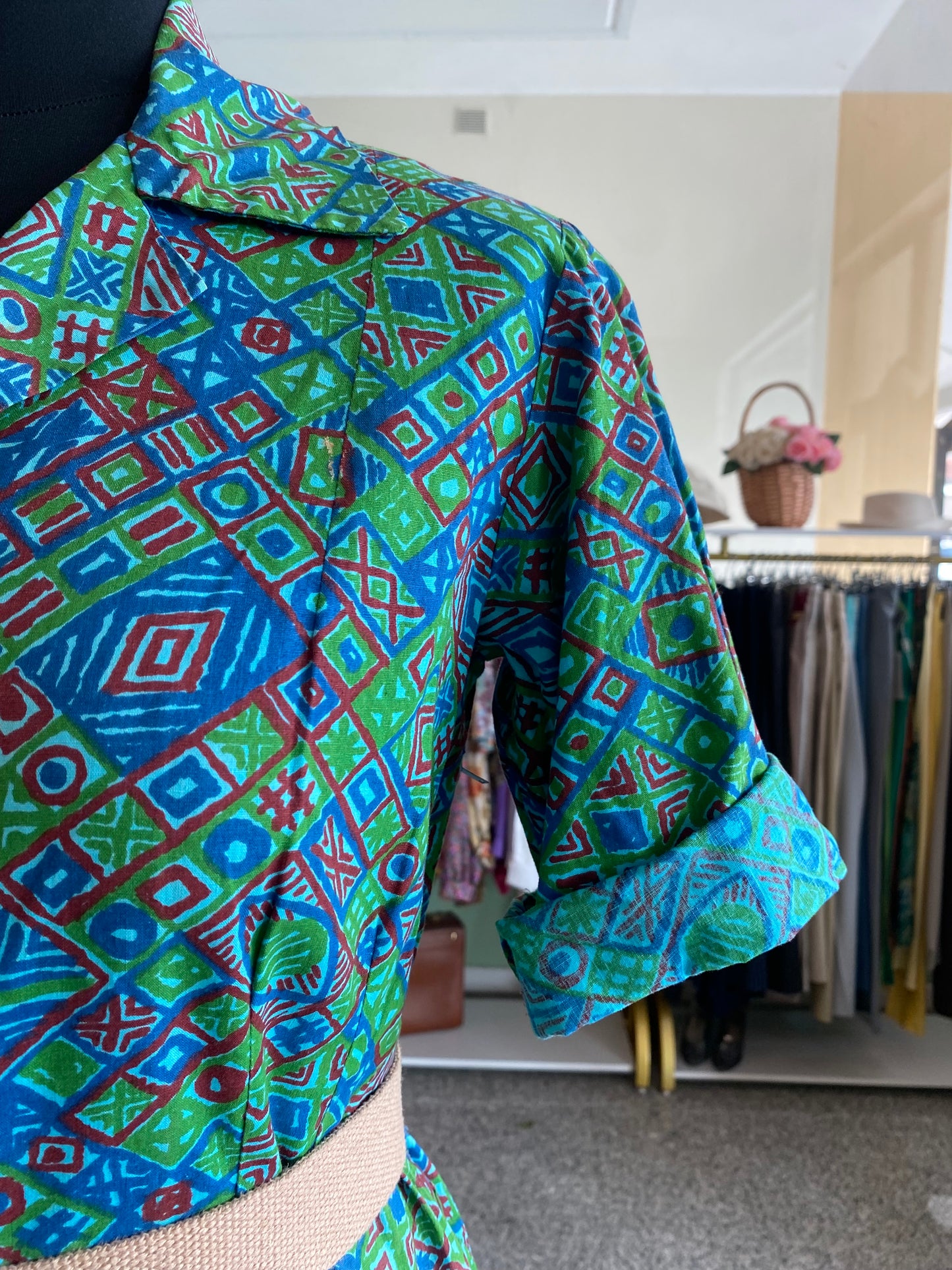 Abito primi anni ‘70 sartoriale in cotone - TG. 42 circa