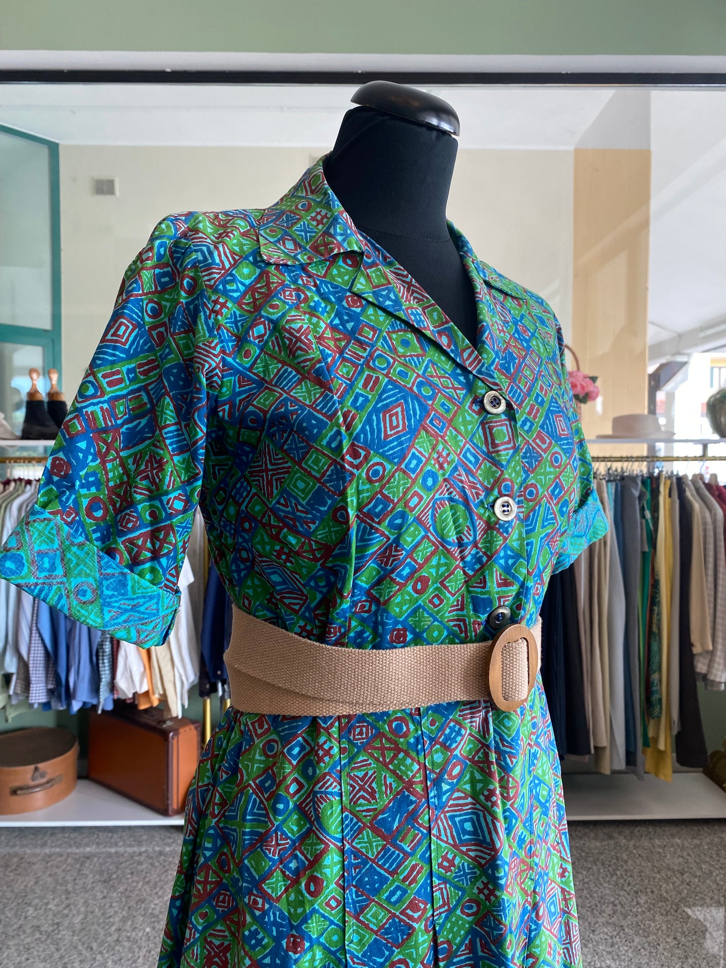 Abito primi anni ‘70 sartoriale in cotone - TG. 42 circa