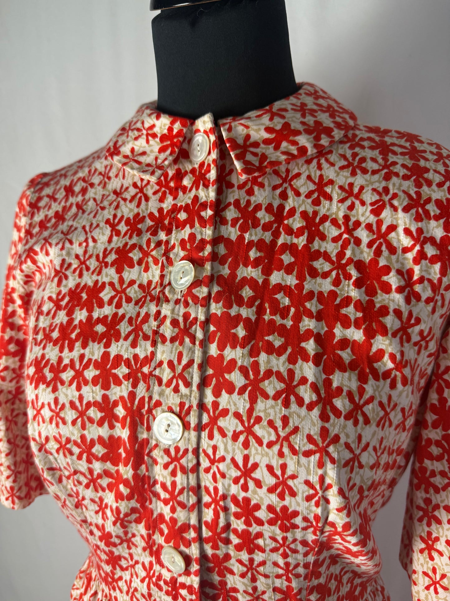 Abito anni ‘50 con fiori rossi - TG. 42