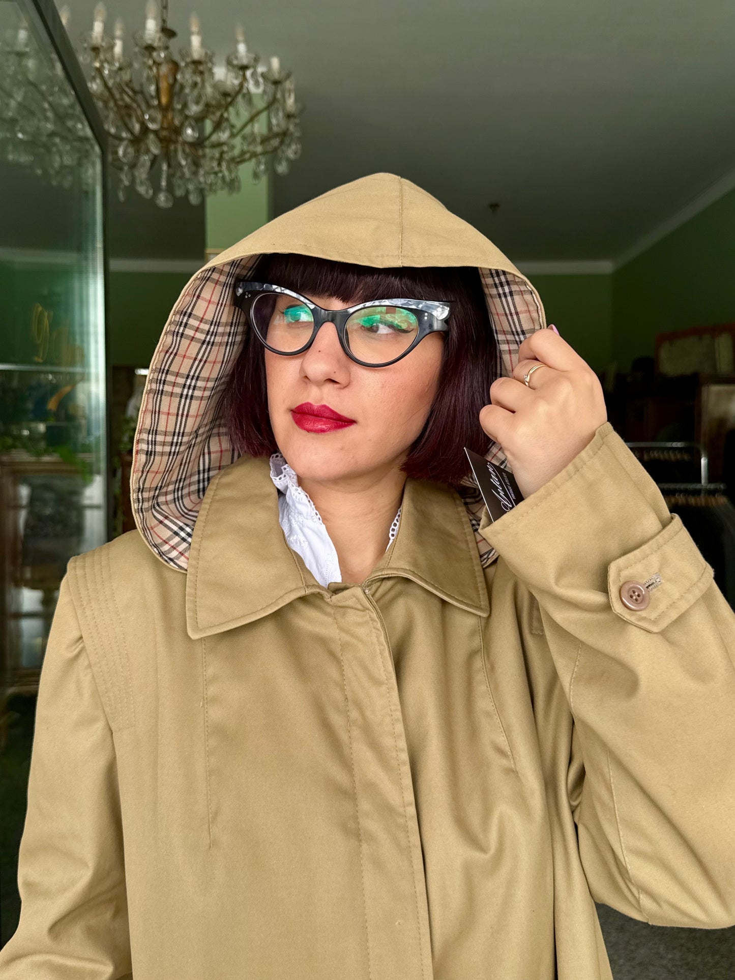 Trench sabbia anni ‘70 con cappuccio - TG. 42 - 48