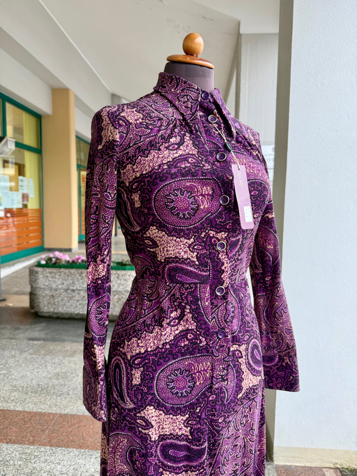 Abito chemisier paisley viola NOS - TG. 38