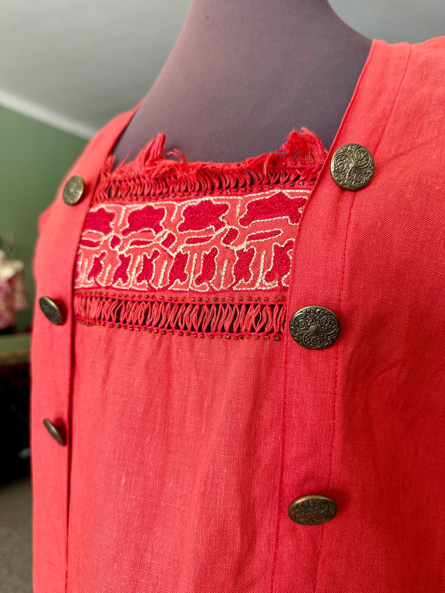 Abito rosso in 100% lino - TG. 44