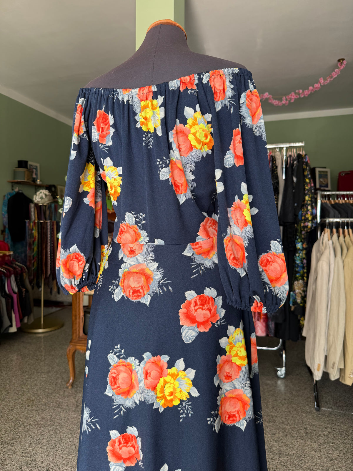 Abito anni ‘70 con rose gialle e arancio - TG. 42