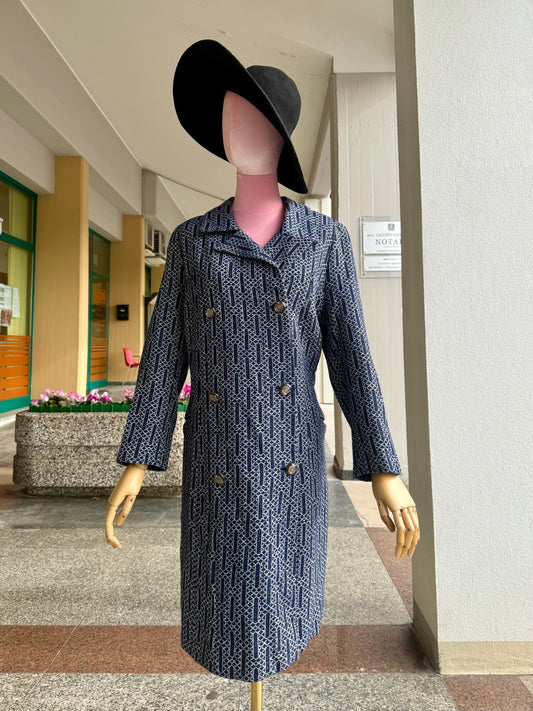Cappotto anni ‘60 bianco e blu - TG. 48/50