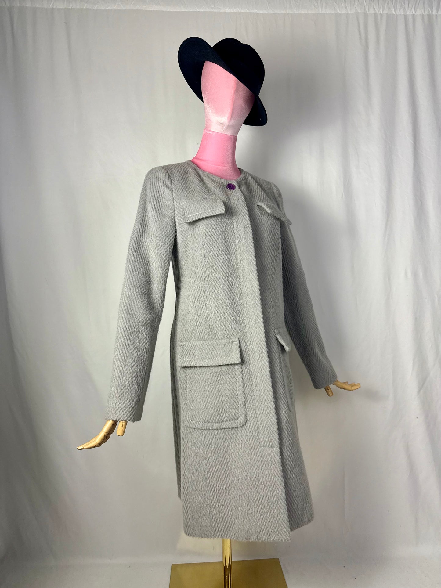 Cappotto sartoriale Ballantyne in lana spigata grigio chiaro – Made in Italy - TG. 40