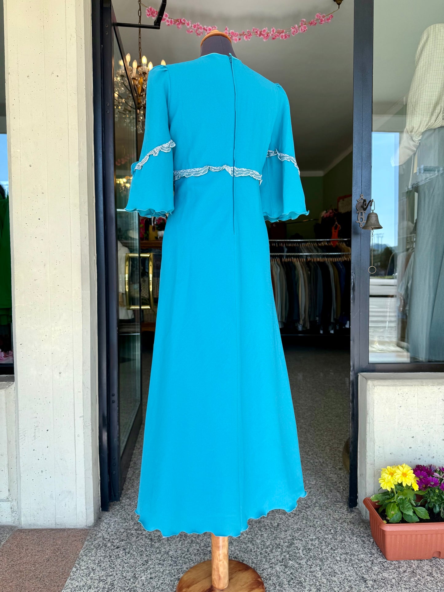 Maxi dress anni ‘70 turchese - TG. 40