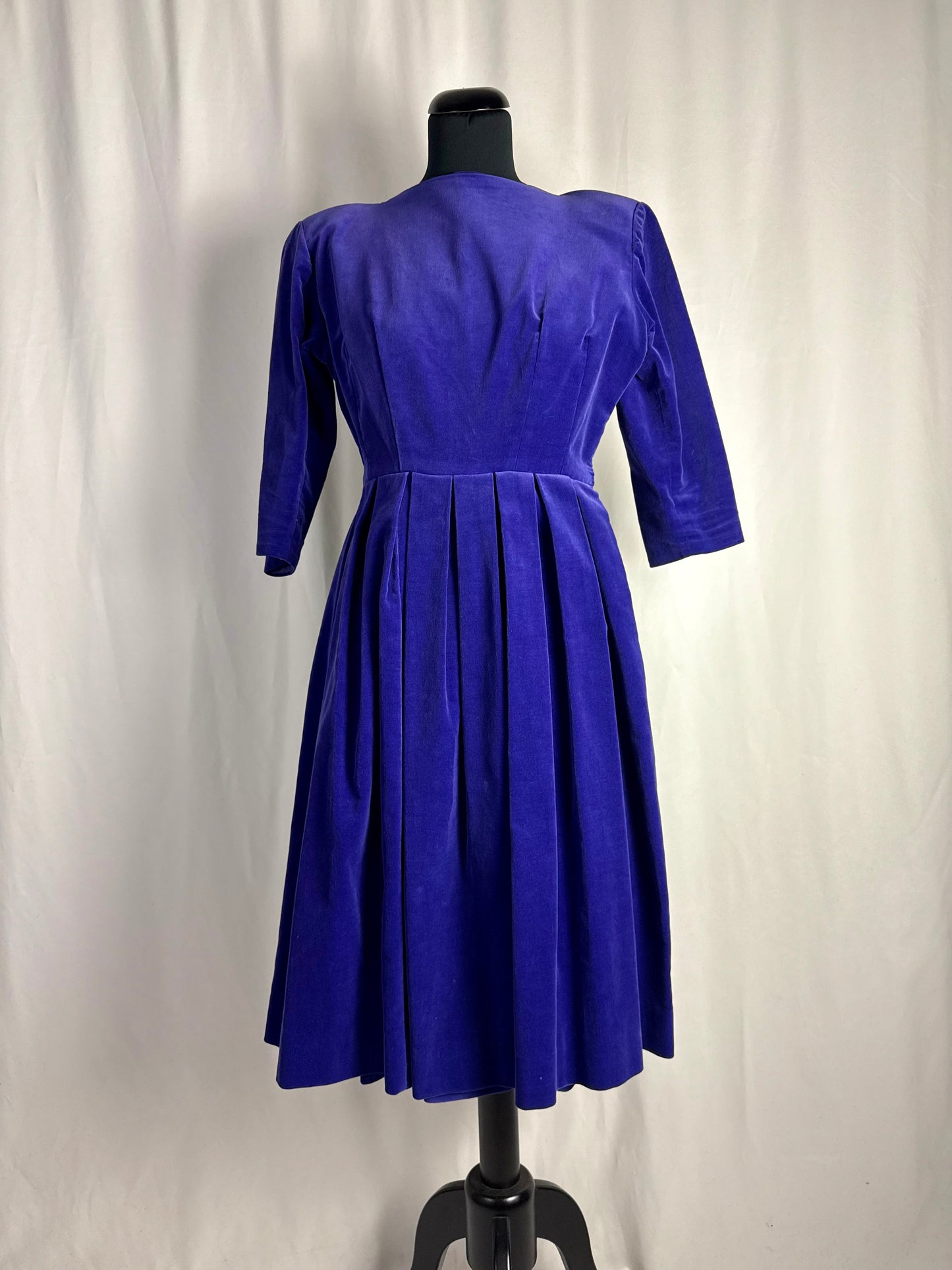 Abito anni ‘50 in velluto blu cobalto - TG. 38/40