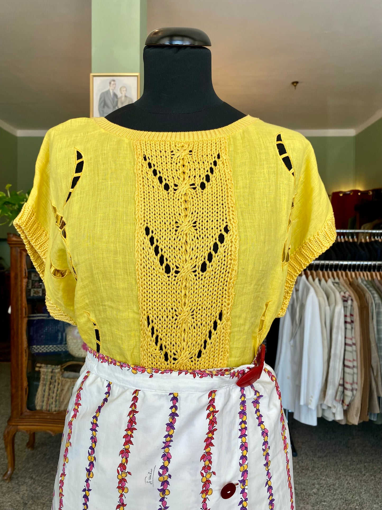 Maglia gialla in lino e cotone - TG. 46/48