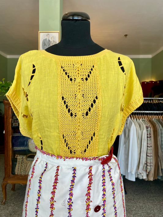 Maglia gialla in lino e cotone - TG. 46/48