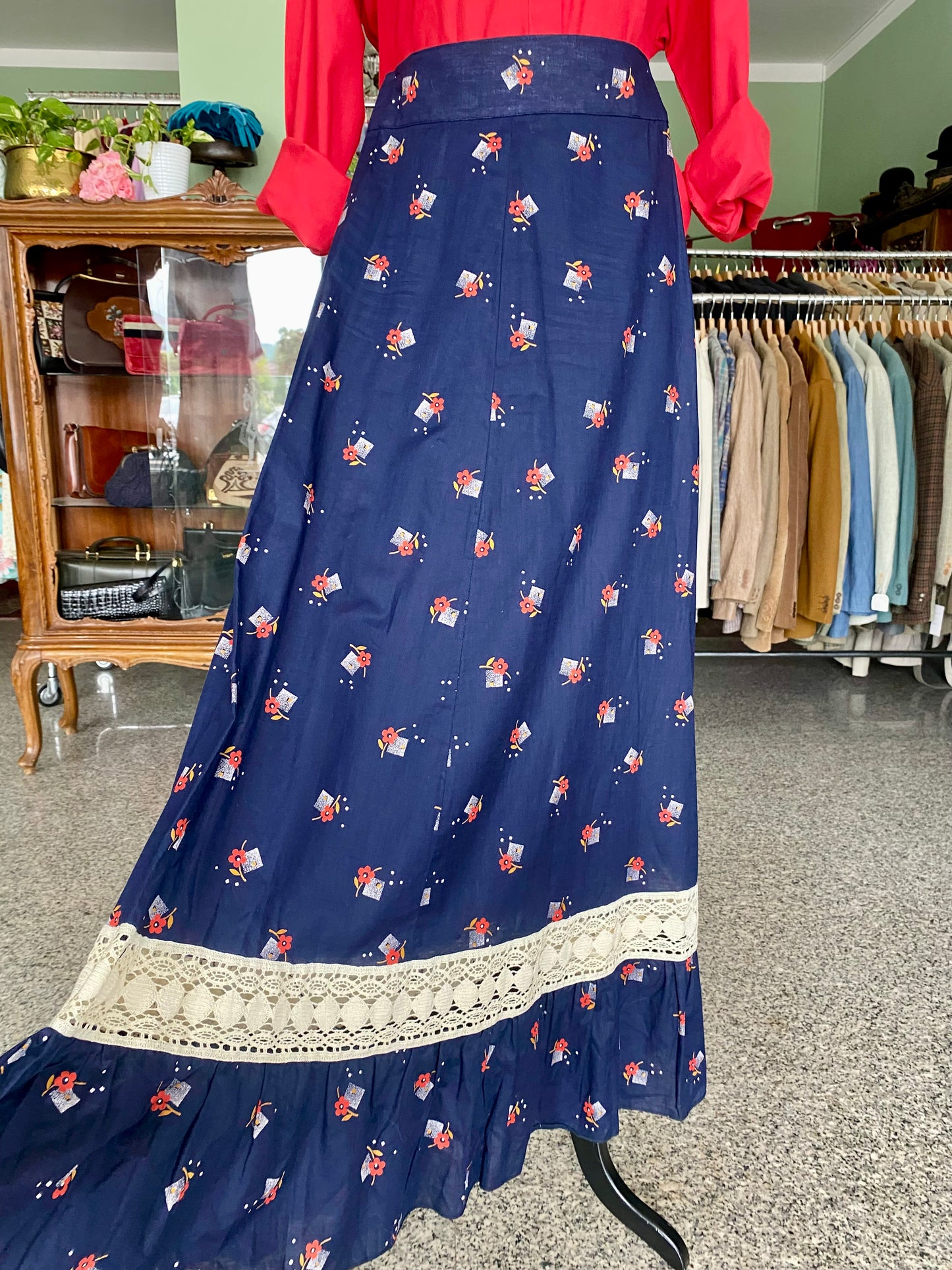 Maxi gonna in tela di cotone anni ‘70 - TG. 38