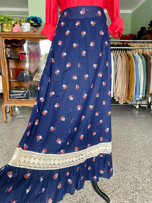 Maxi gonna in tela di cotone anni ‘70 - TG. 38