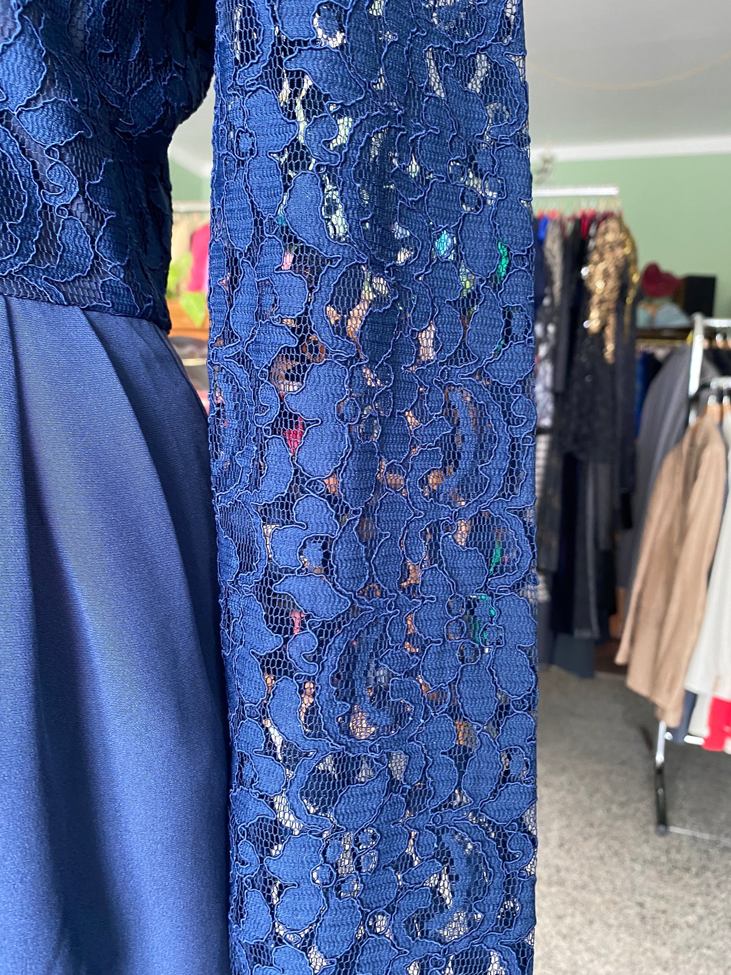 Abito blu con corpino in pizzo - TG. 40