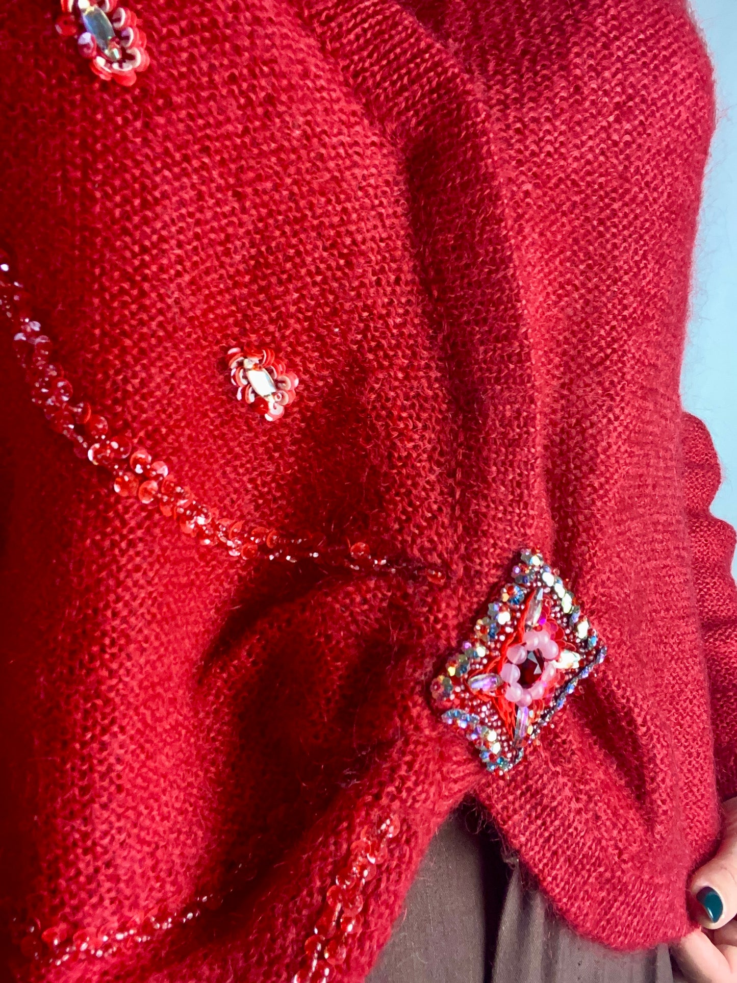 Cardigan rosso in kid mohair - TG. 46