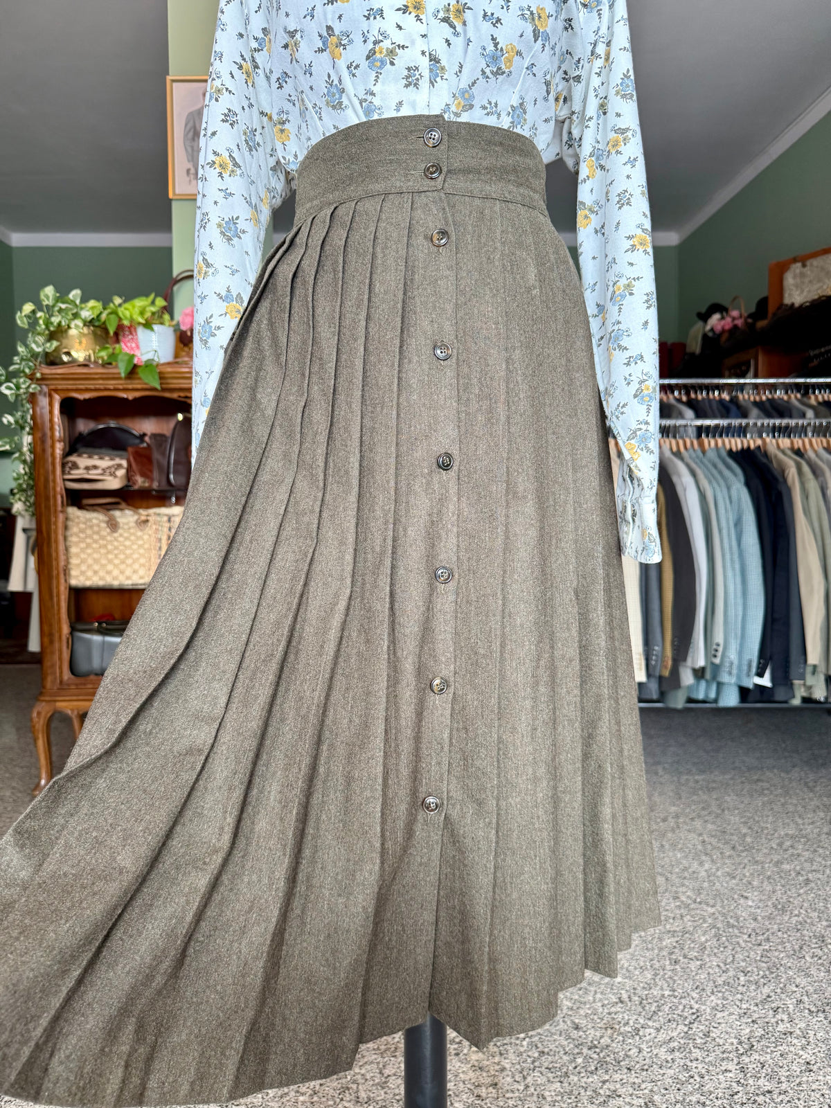 Gonna verde oliva lana e cashmere - TG. 38/40