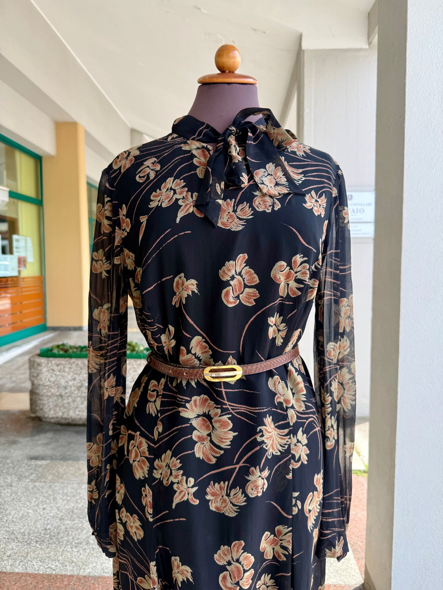 Abito anni ‘60 in crepe di seta + gilet - TG. 44/46