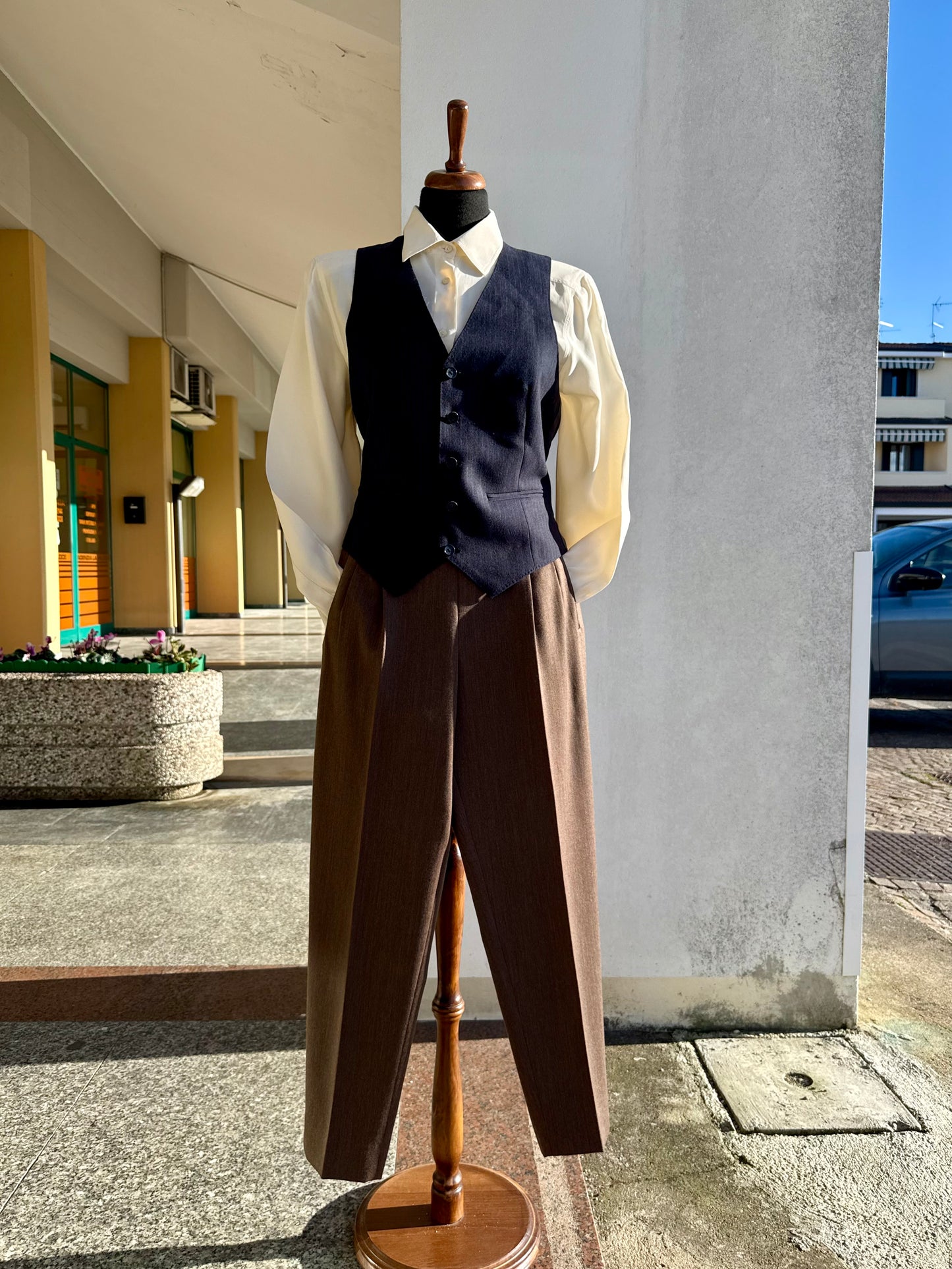 Gilet blu notte gessato - TG. 40/42