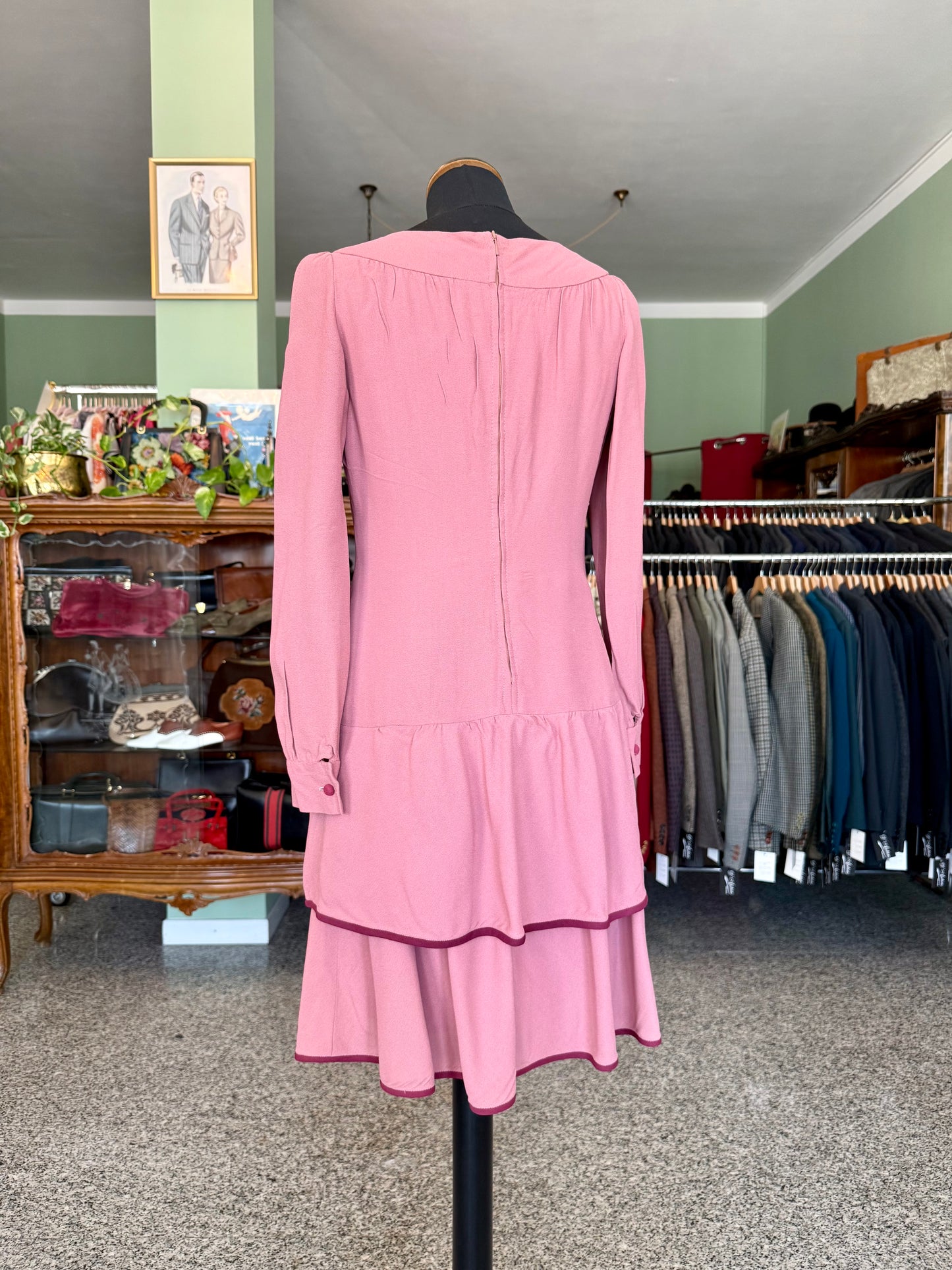 Abito rosa anni ‘60 con balze - TG. 40