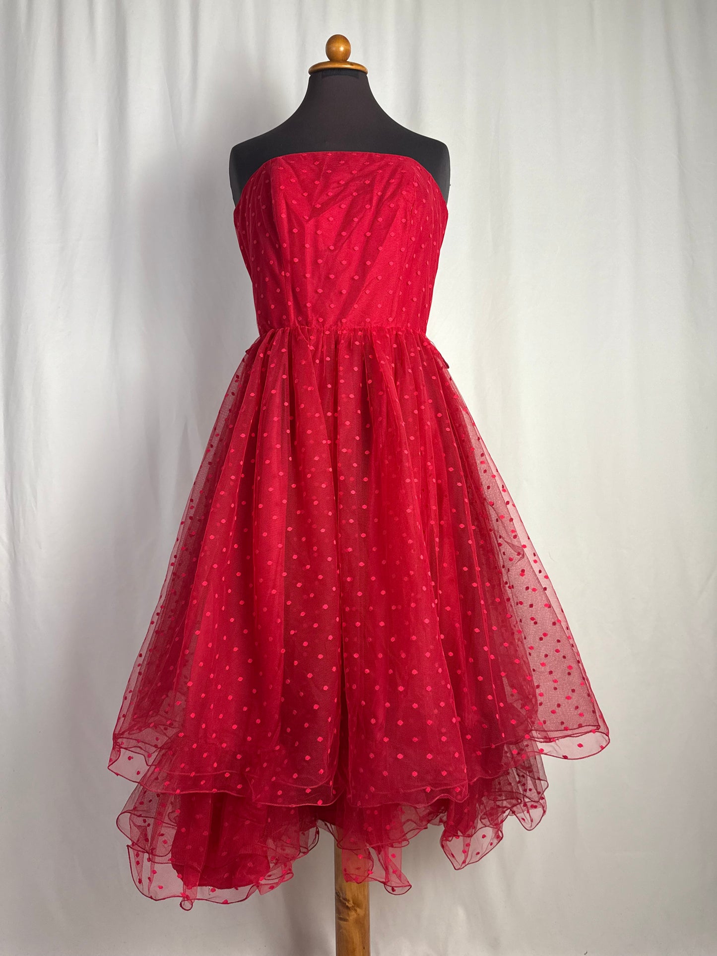 Abito anni ‘80 bustier in tulle rosso - TG. 38/40