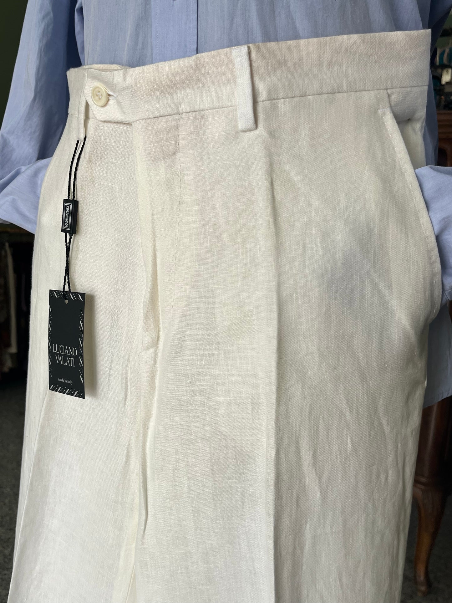 Calzoni anni ‘90 lino off-white NOS tg. 46