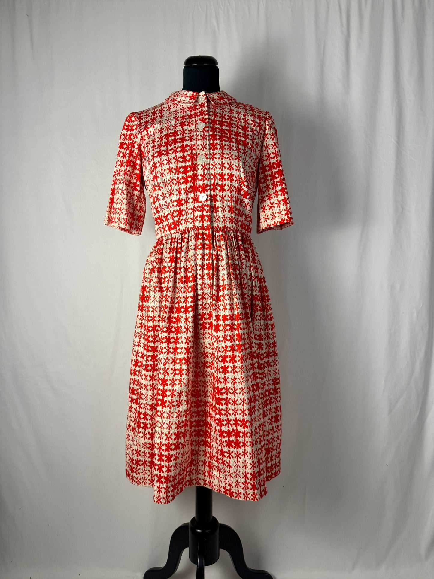 Abito anni ‘50 con fiori rossi - TG. 42