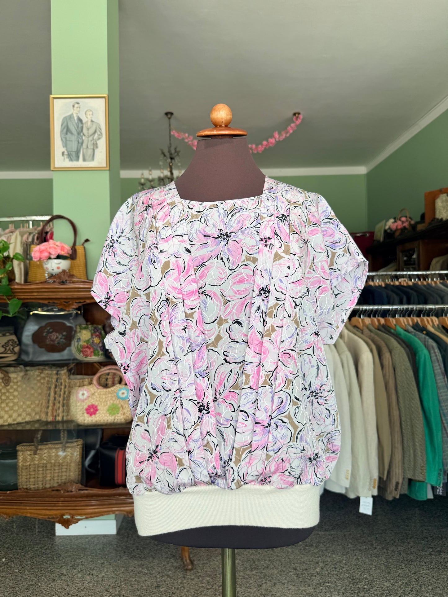 Blusa anni ‘80 con stampa floreale - TG. 48 circa