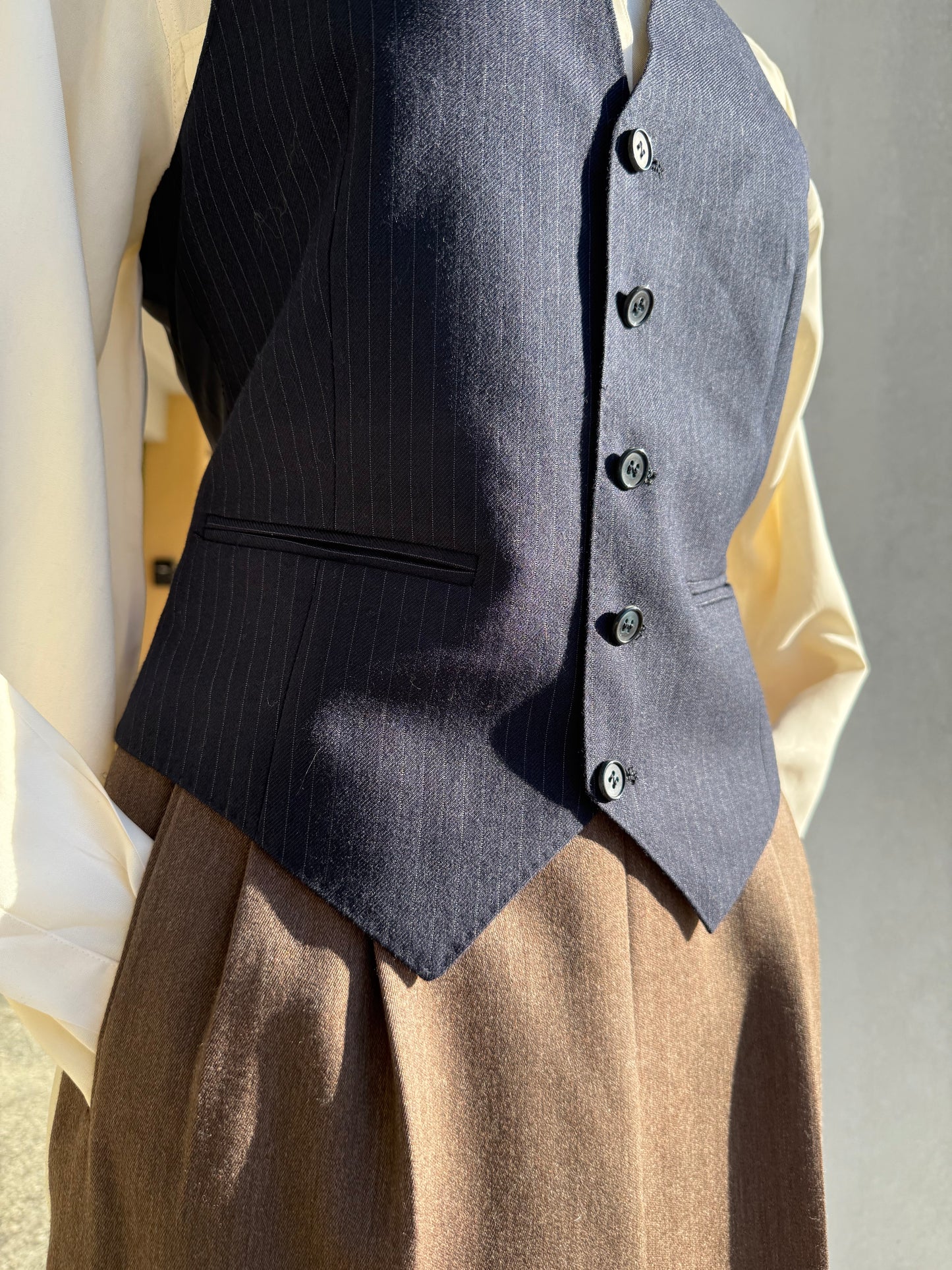 Gilet blu notte gessato - TG. 40/42