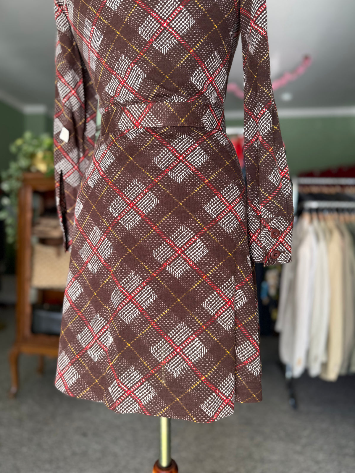 Abito anni ‘70 tartan fondo di magazzino - TG. 38