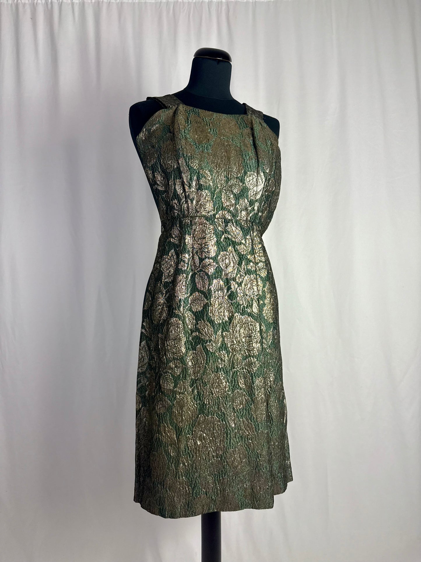 Abito anni ‘60 in broccato verde e oro - TG. 38