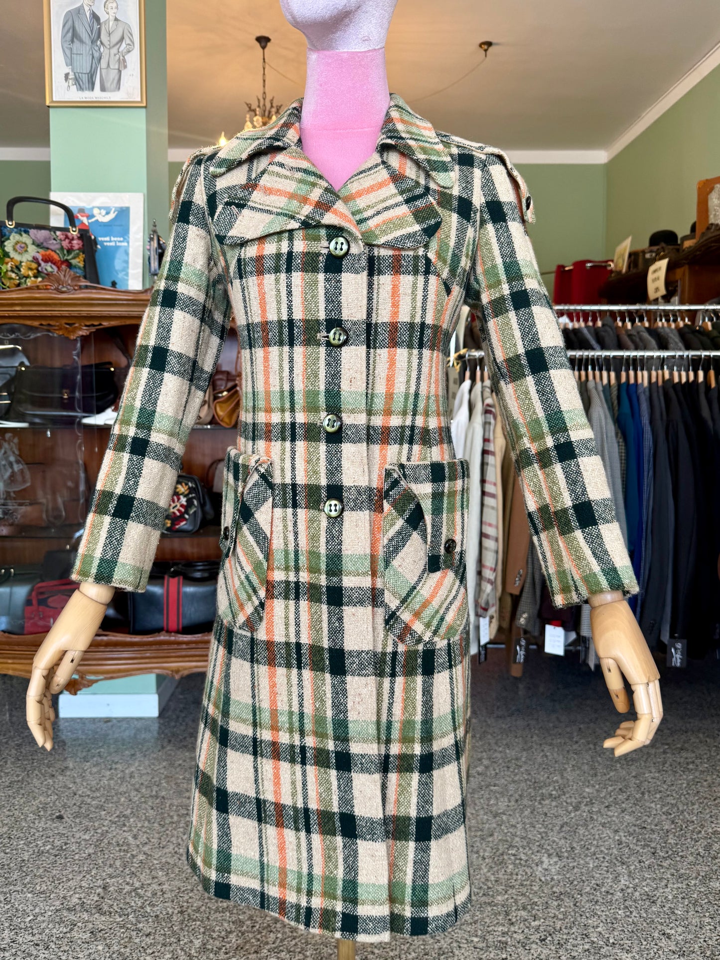 Cappotto anni ‘70 fantasia check - TG. 38