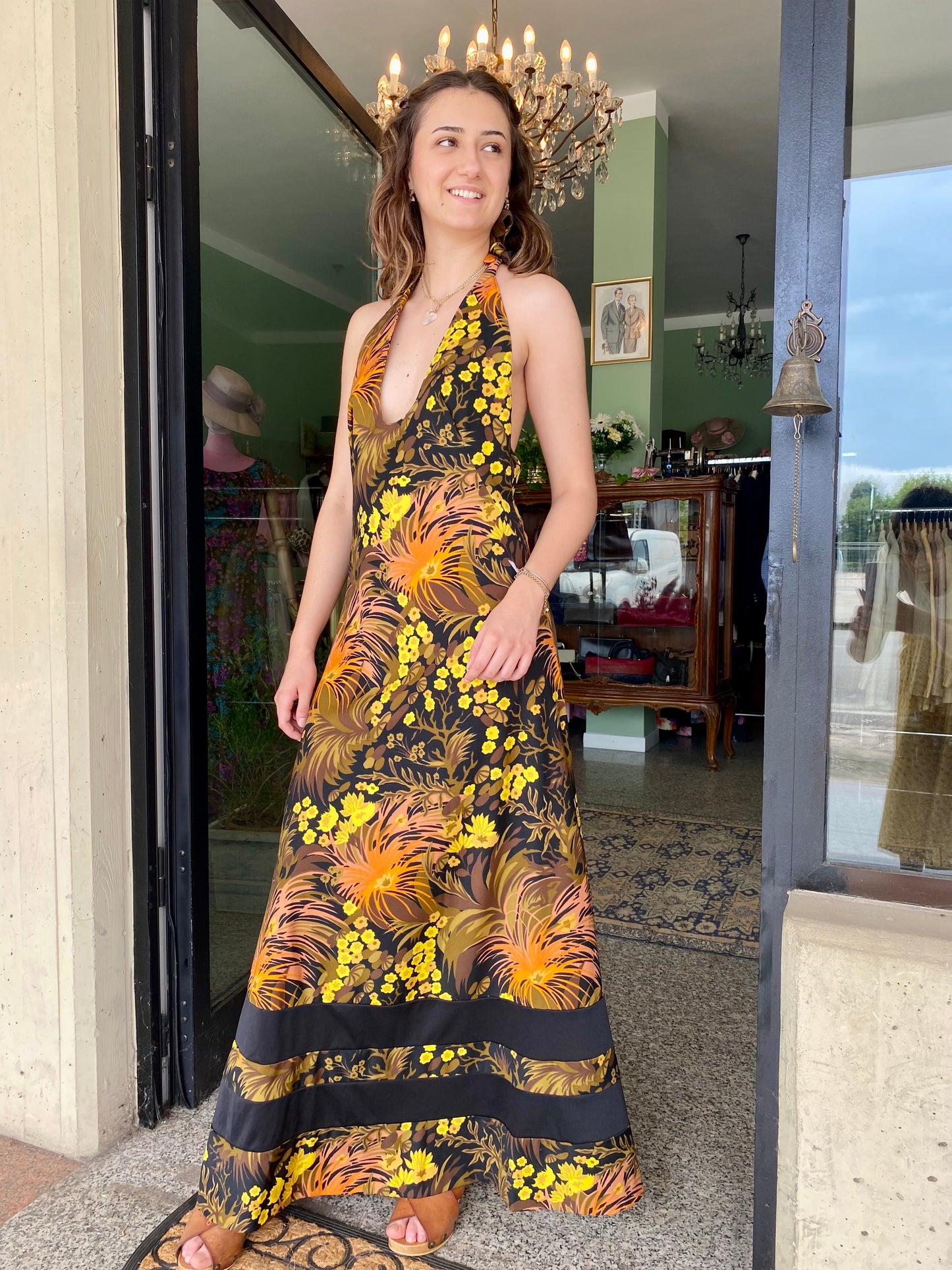 Maxi dress anni ‘70  con schiena nuda - TG. 40