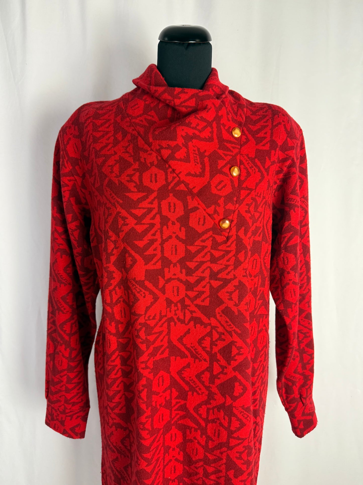 Abito anni ‘80 in maglia di lana con motivo geometrico - TG. 46/48