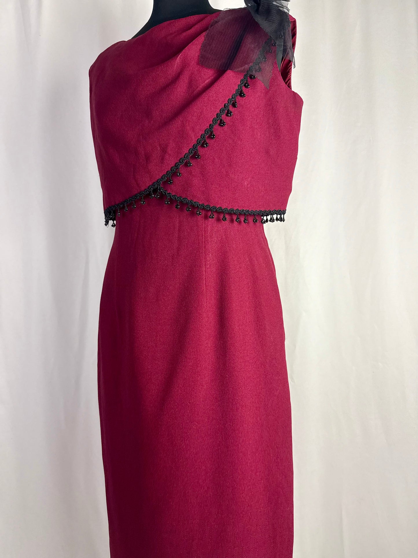 Abito anni ‘60 con passamaneria con perline nere - TG. 42