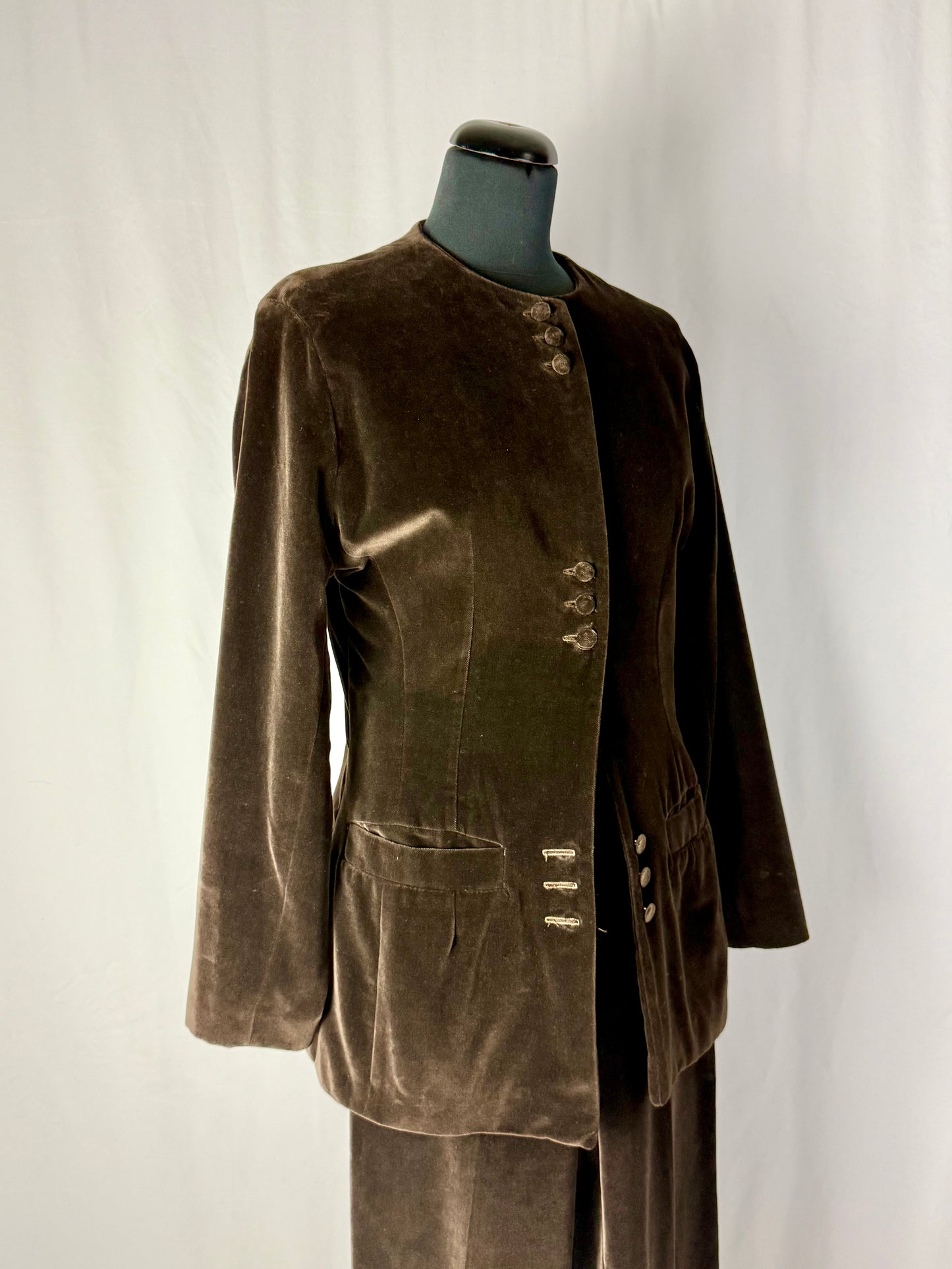 Completo in velluto di cotone marrone fondente - TG. 38