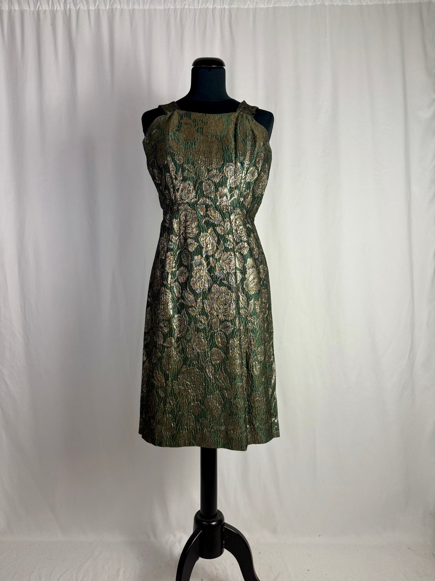 Abito anni ‘60 in broccato verde e oro - TG. 38
