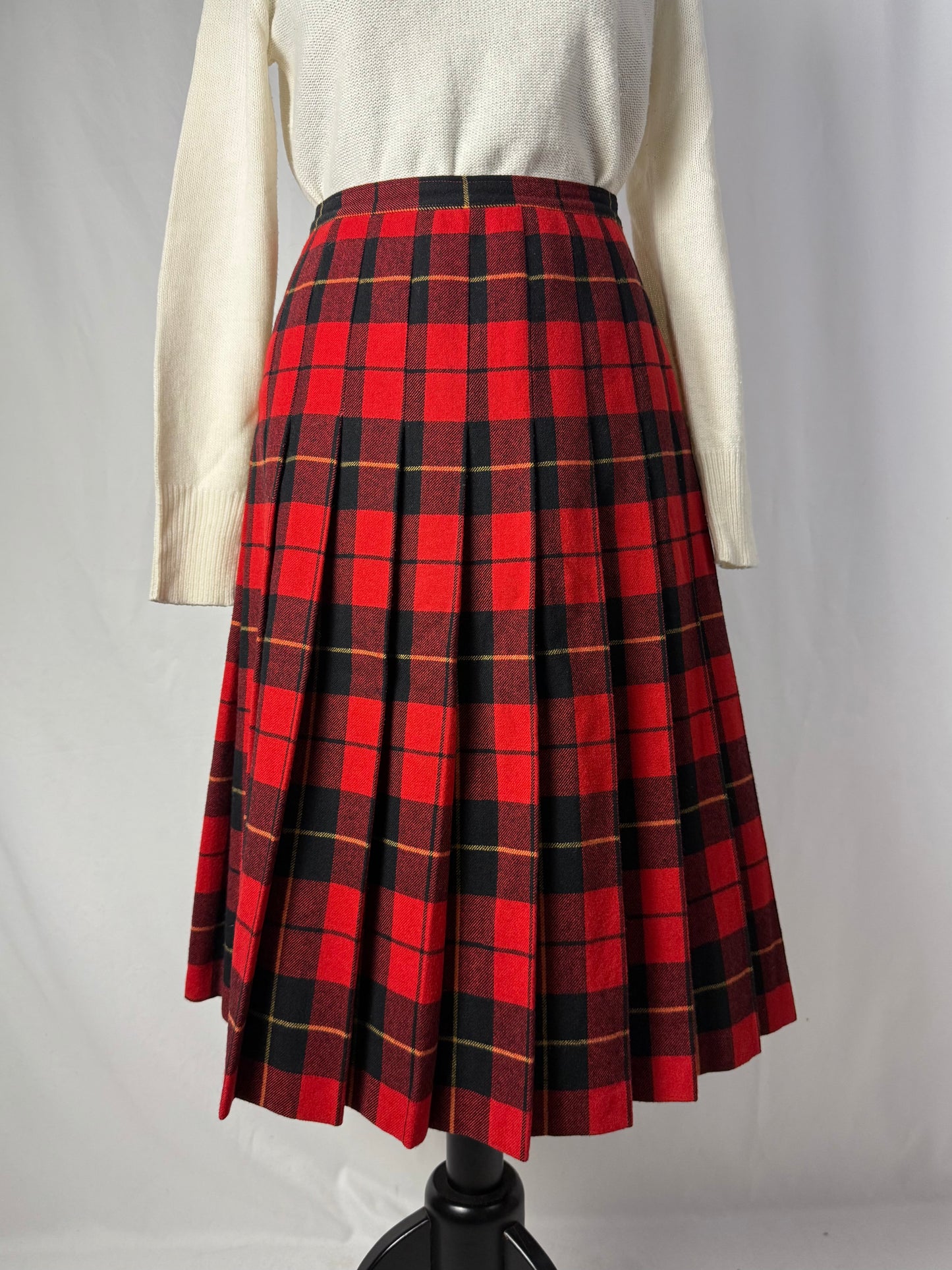 Gonna tartan rossa in pura lana - TG. 42