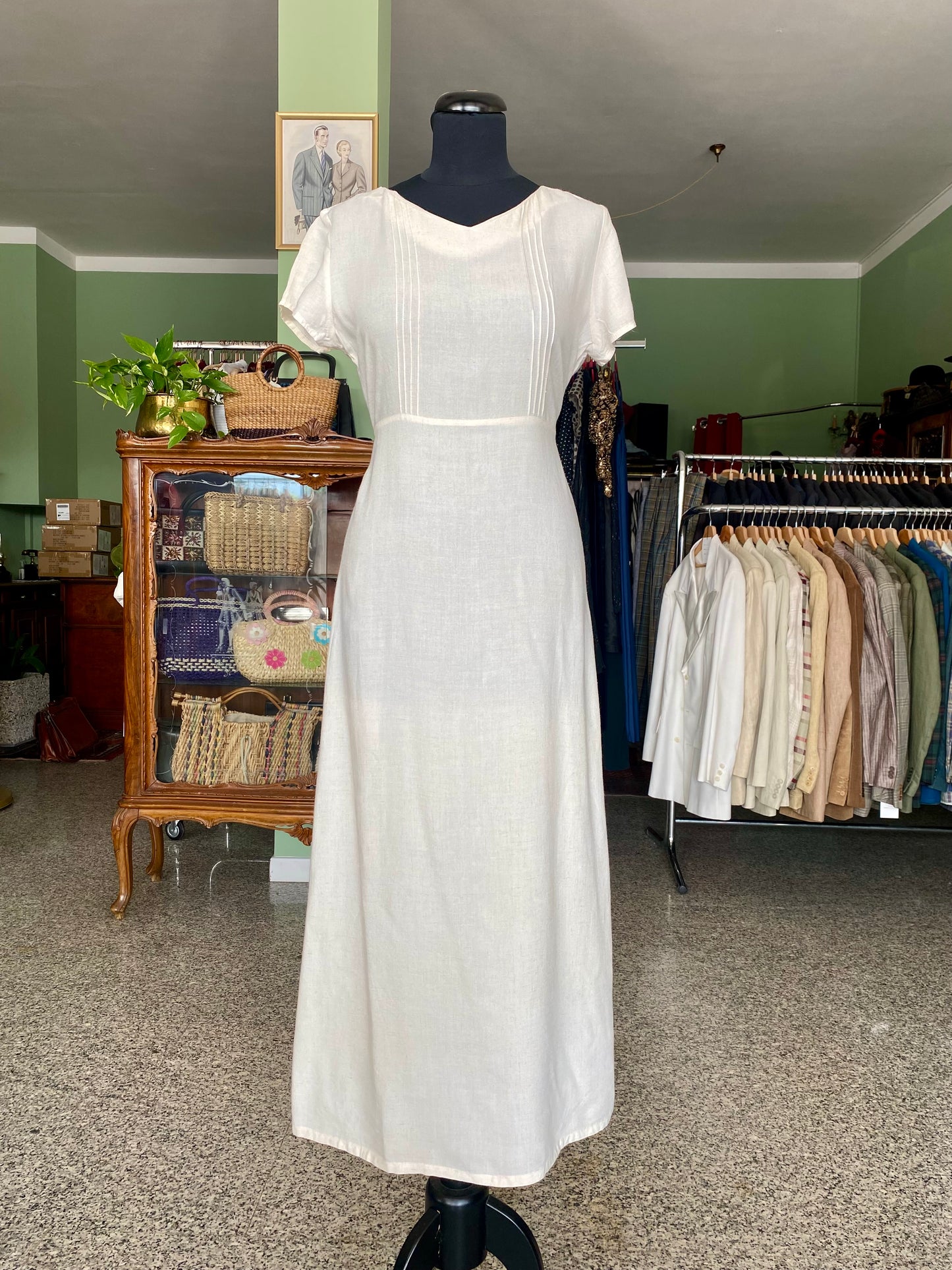 Abito color burro in lino misto cotone - TG. 40/42