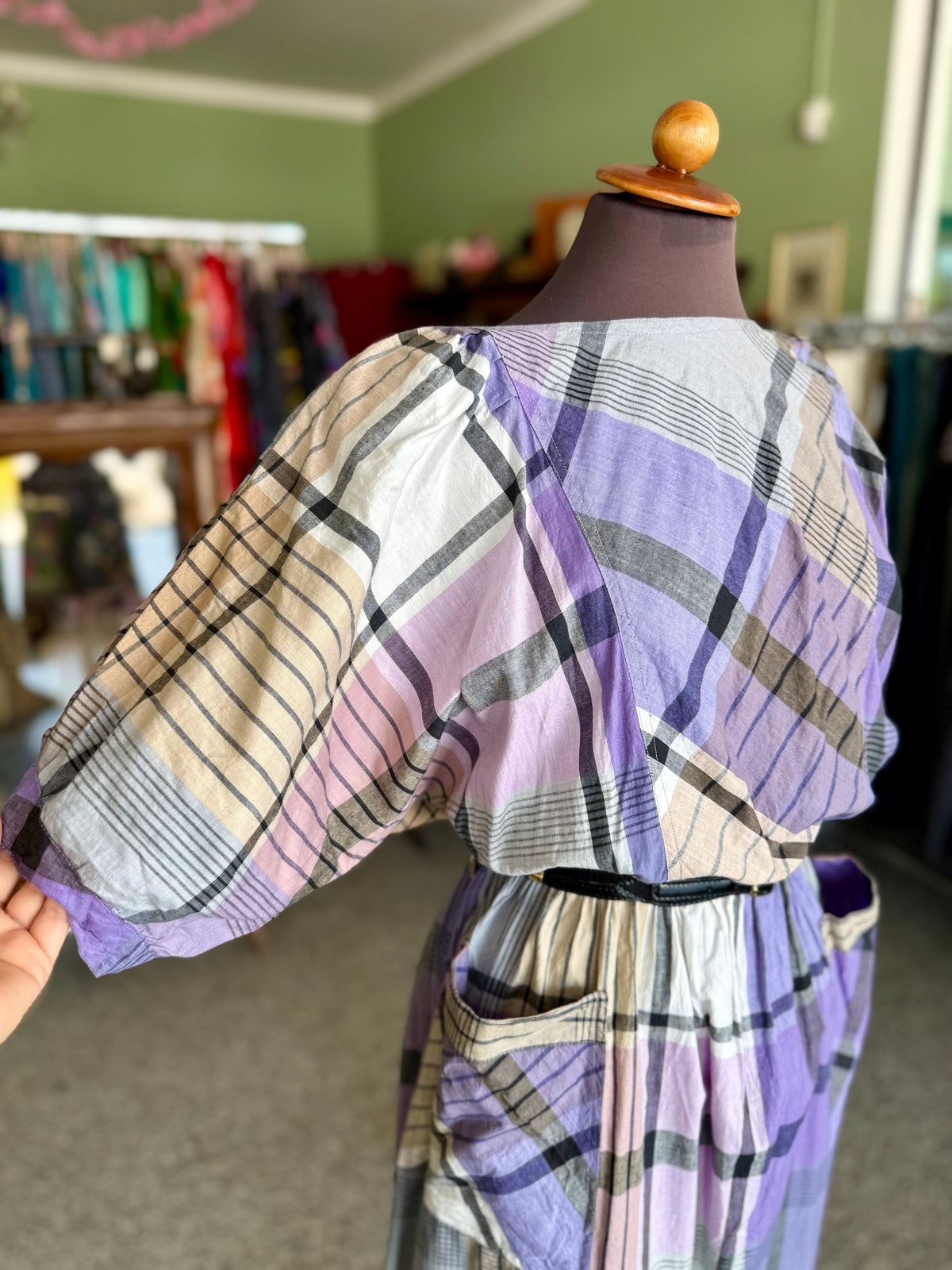 Abito anni ‘80 tartan viola - TG. 48/50