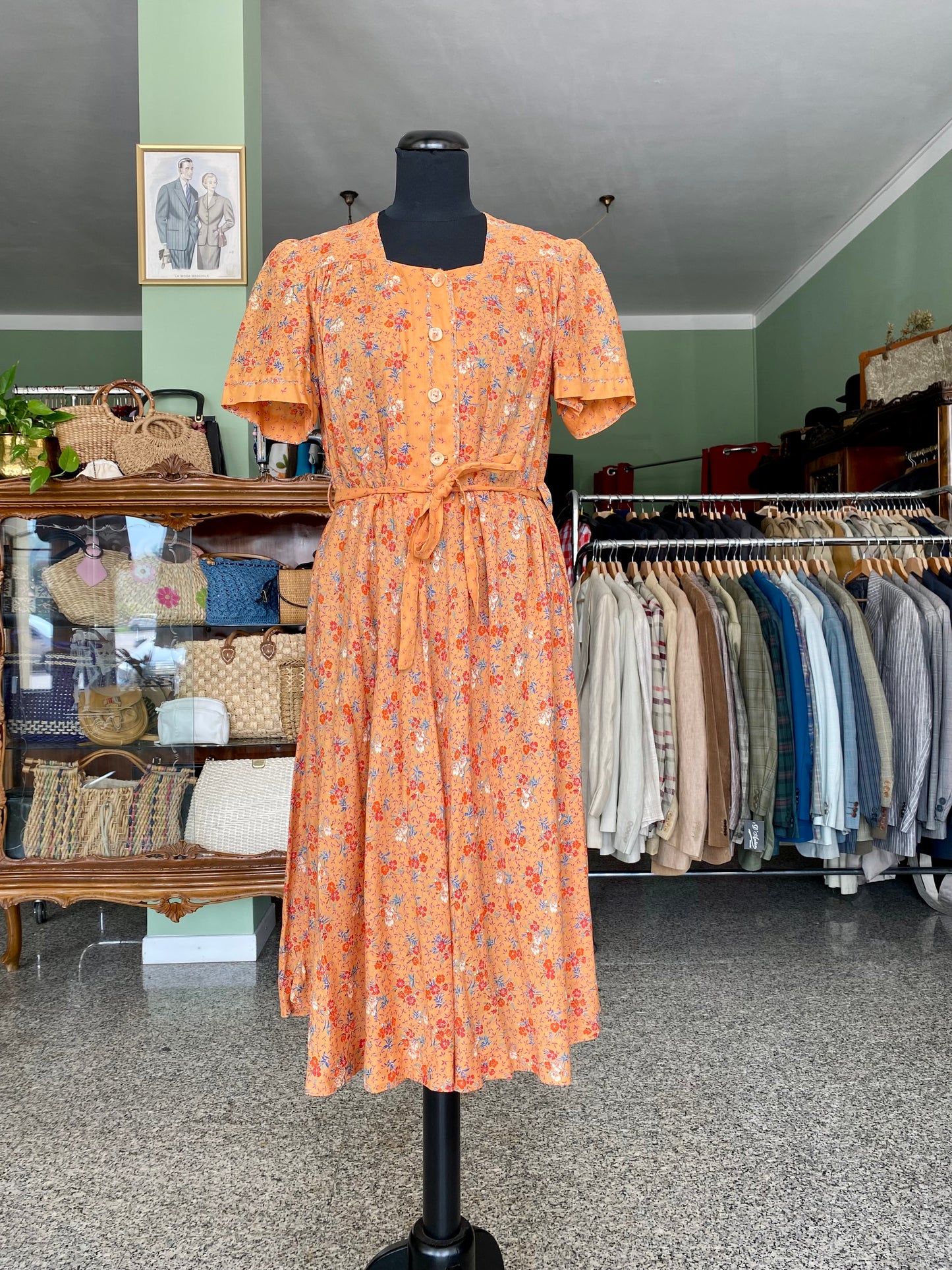 Abito romantico anni ’70 in mussola di cotone – fatto a mano - TG. 44/46