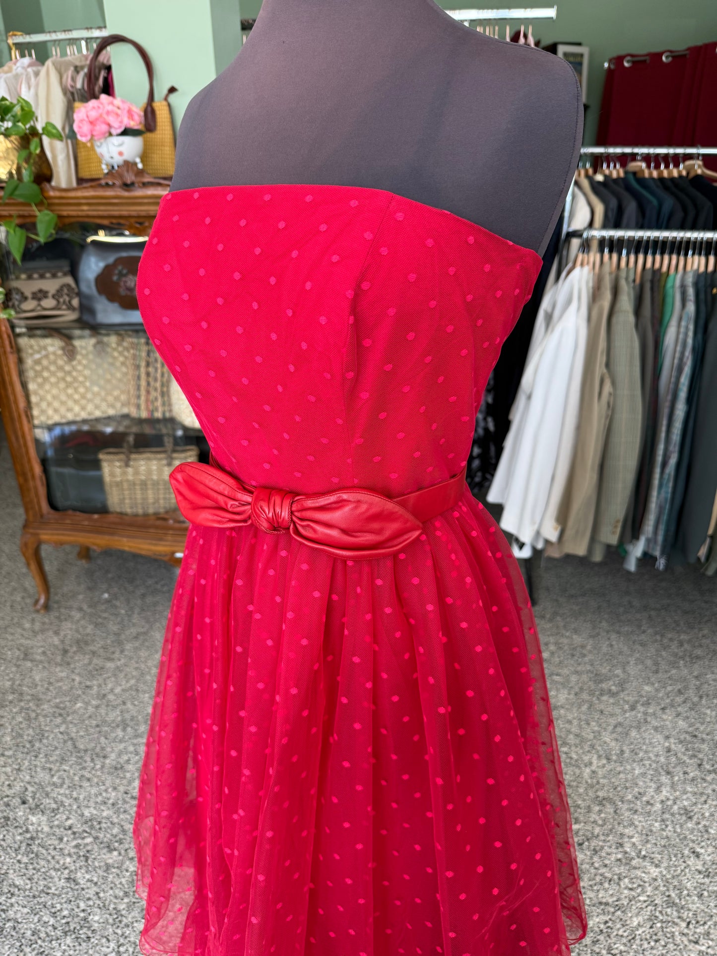 Abito anni ‘80 bustier in tulle rosso - TG. 38/40