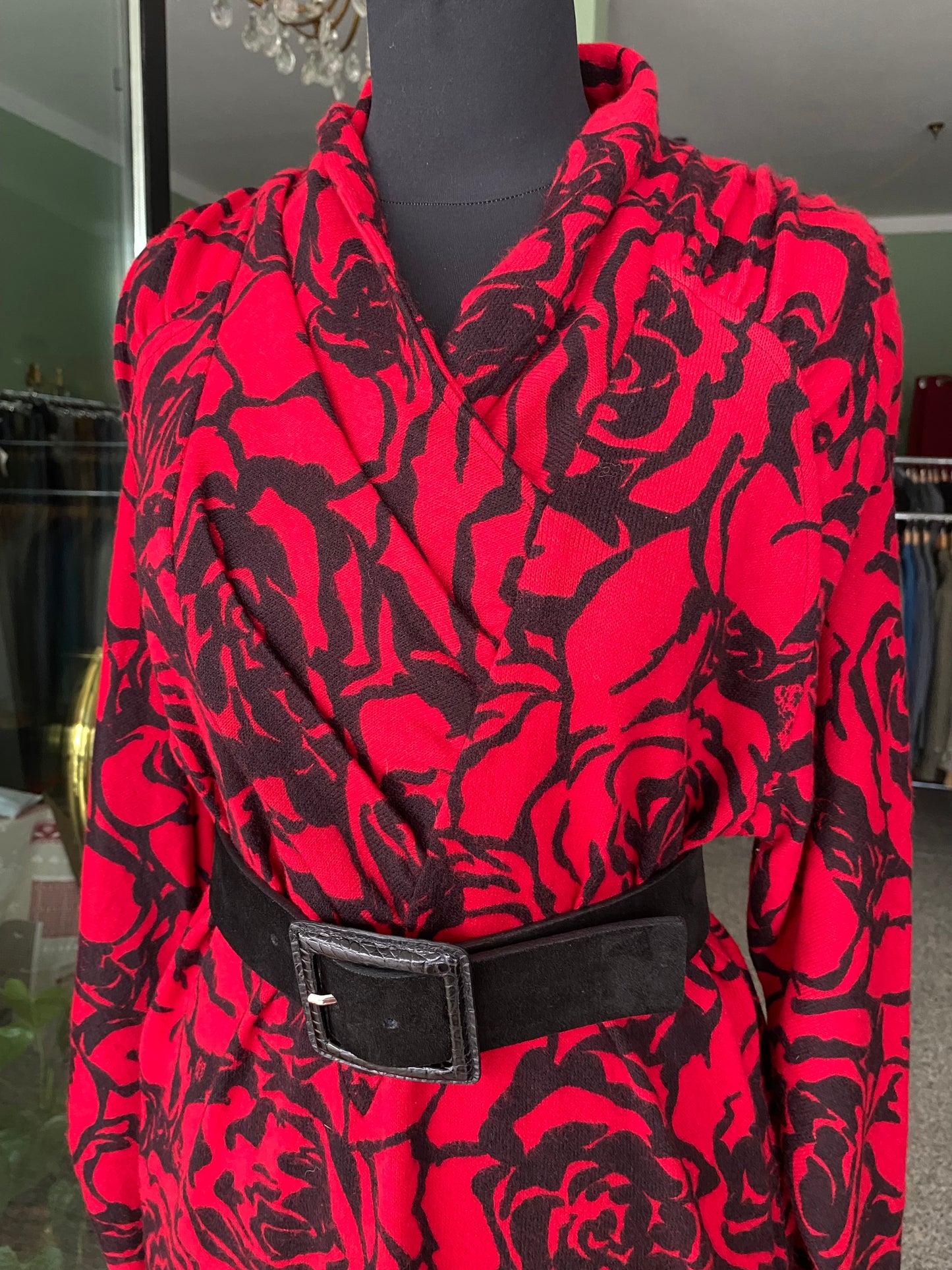 Abito in maglia di lana con rose - TG. 40/42/44