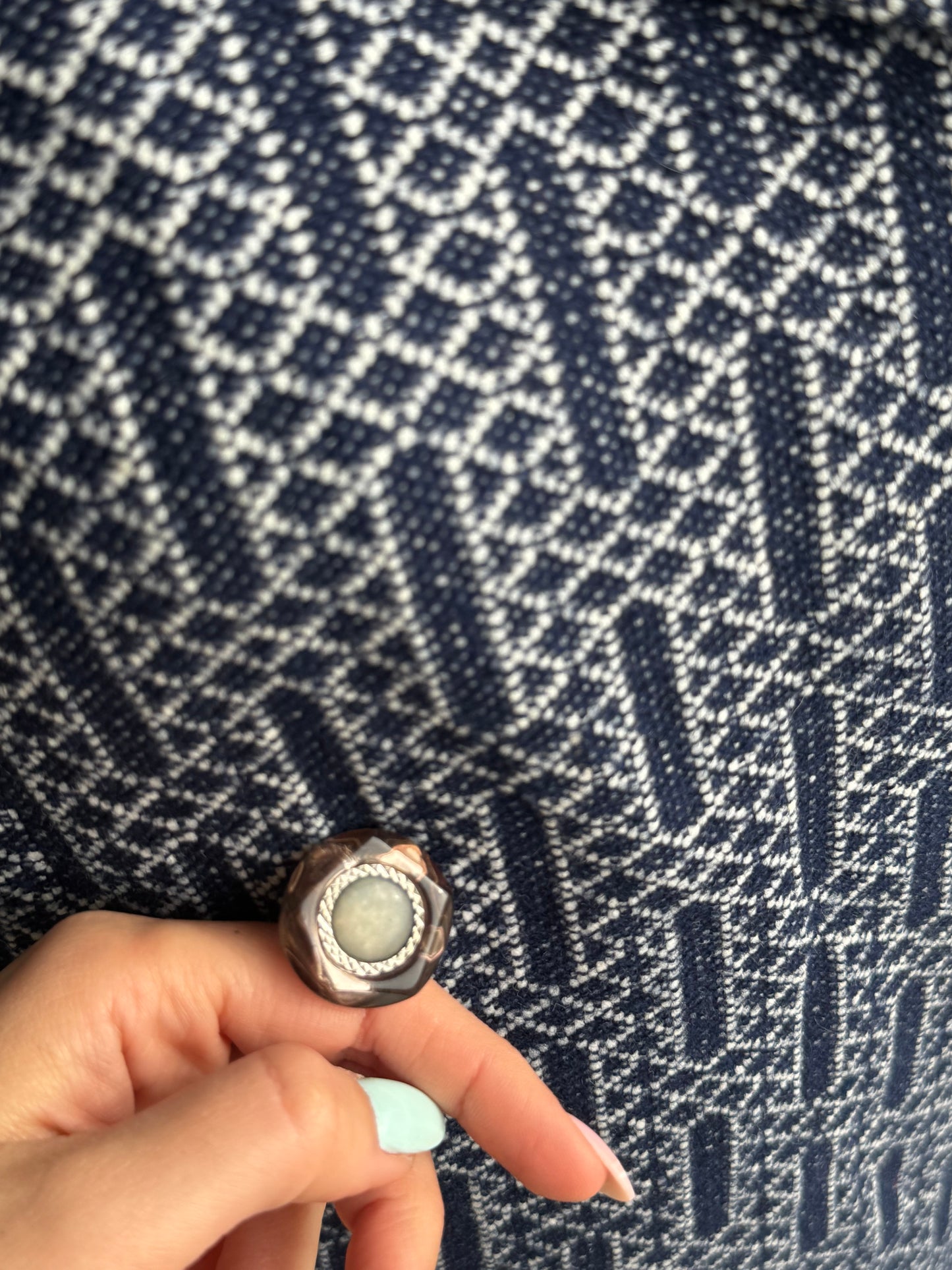 Cappotto anni ‘60 bianco e blu - TG. 48/50