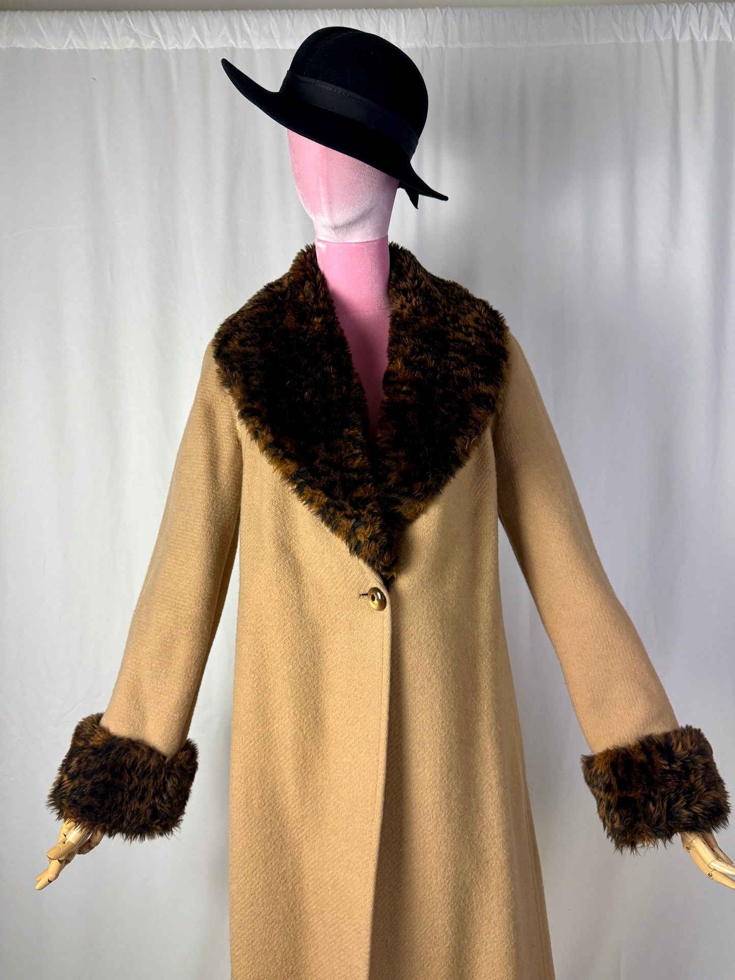 Cappotto in pura lana con eco pelliccia leopardata - TG. 42