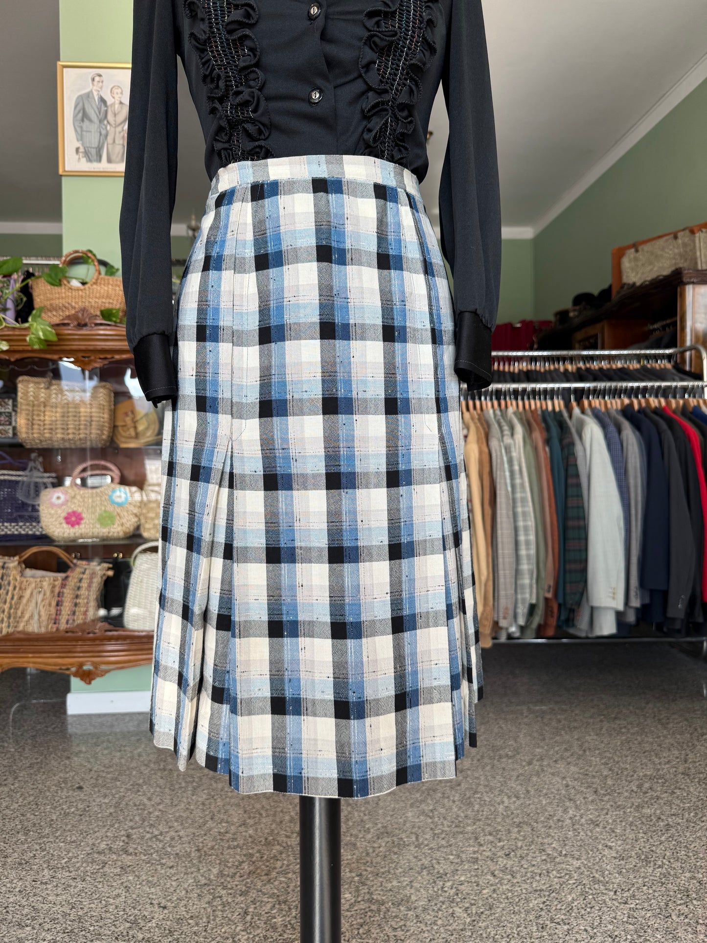 Gonna a quadri anni ’70 in shantung misto cotone - TG. 42