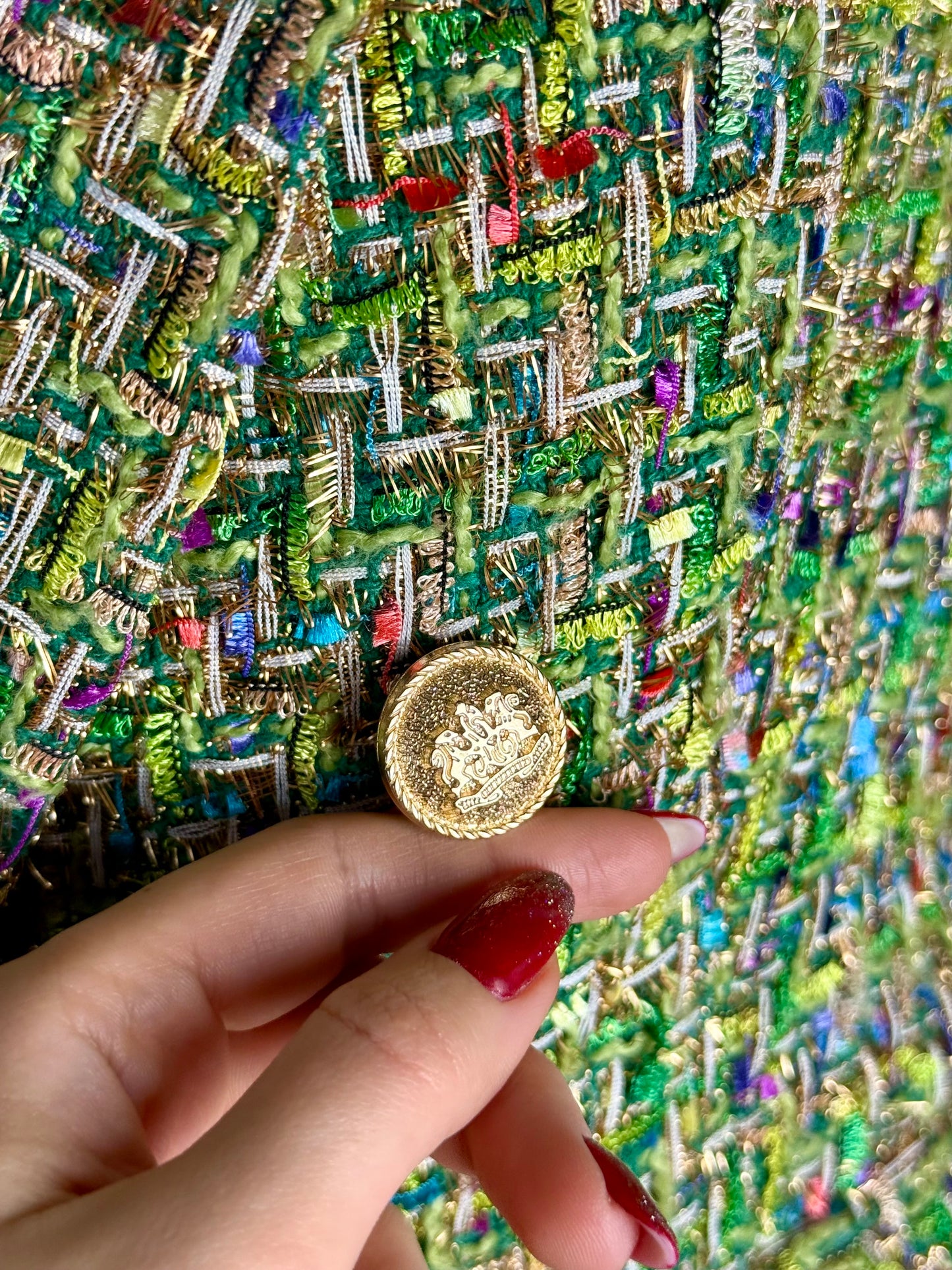 Blazer anni ’90 in tweed multicolor verde - TG. 40/42