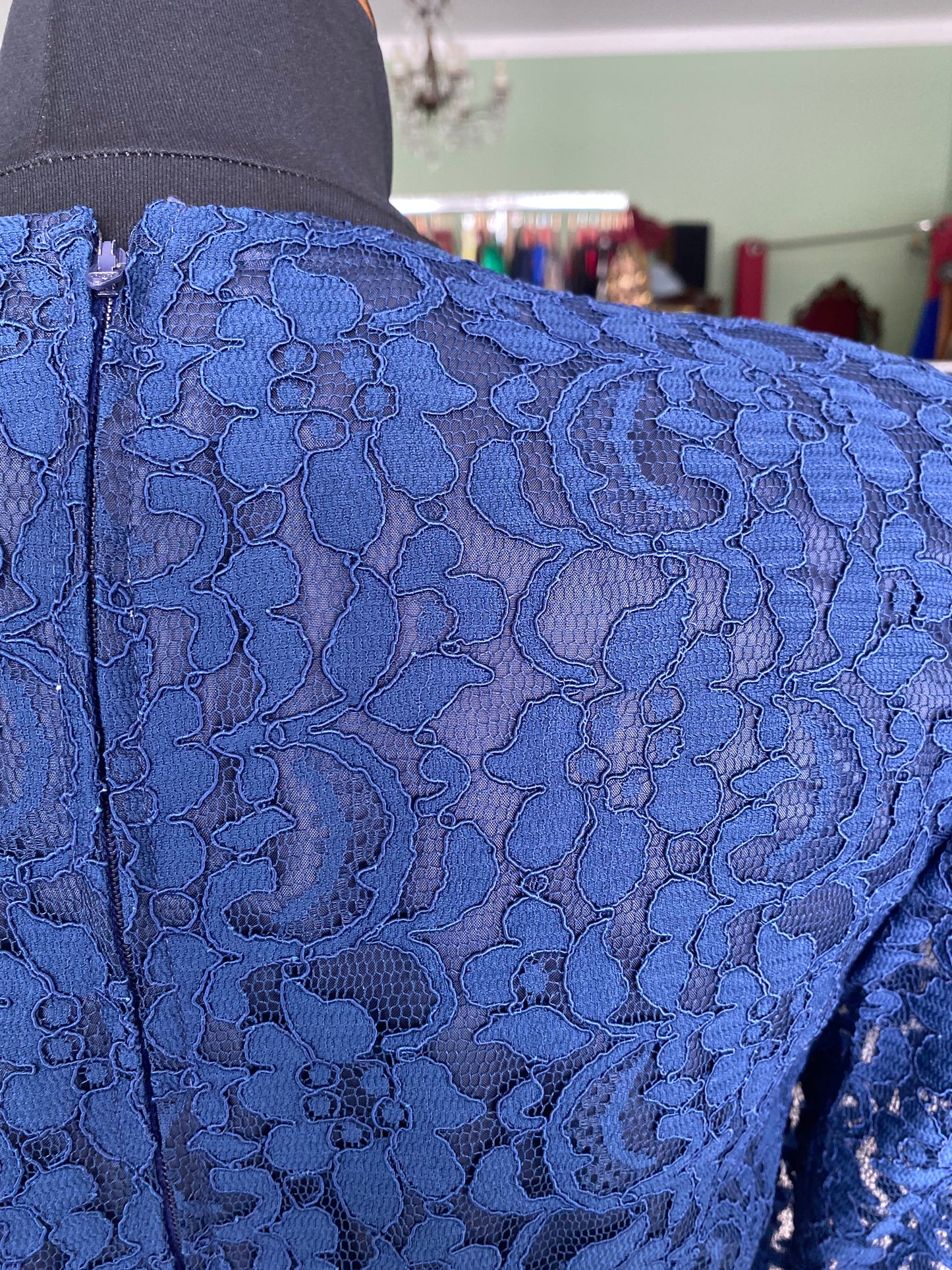 Abito blu con corpino in pizzo - TG. 40