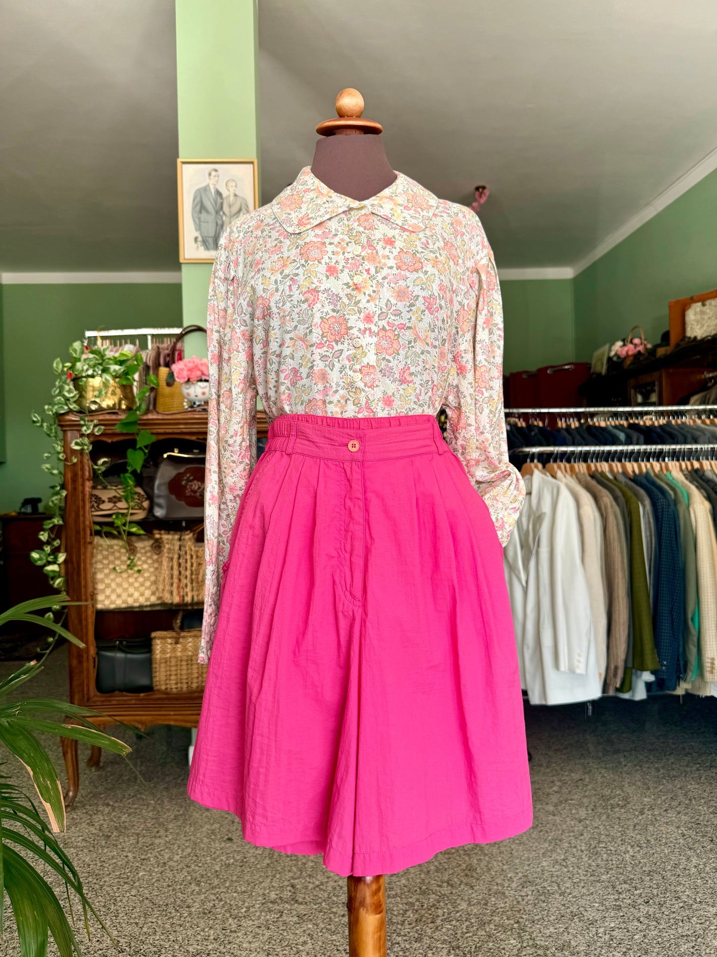 Pantaloni corti a vita alta rosa - TG. 46