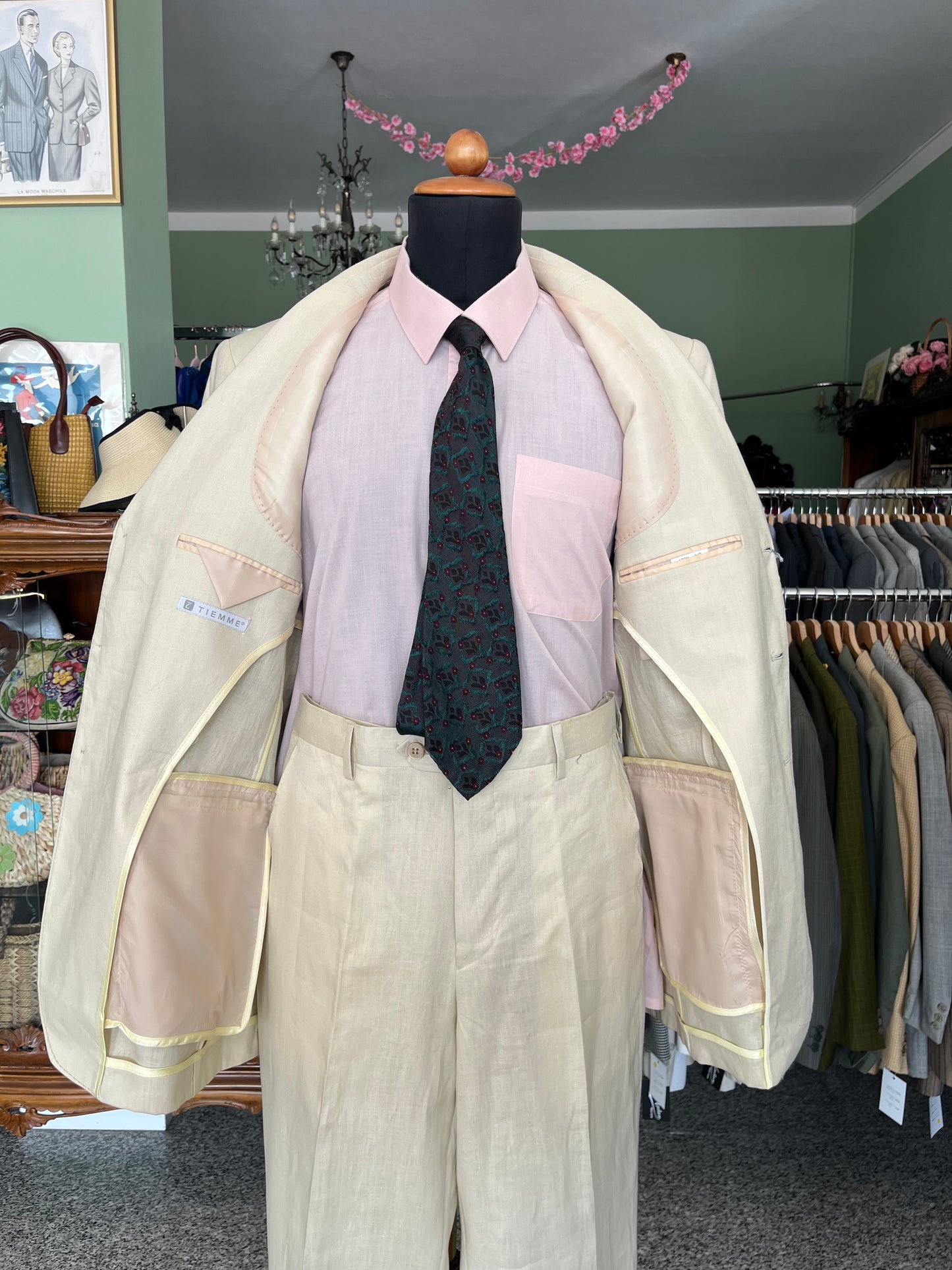 Completo in lino crema NOS tg. 52